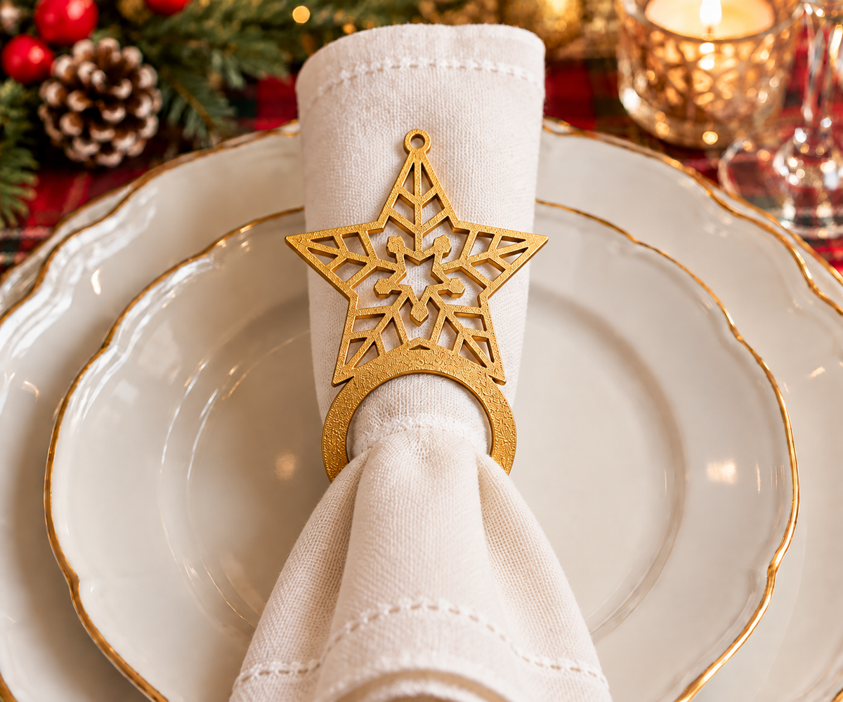 Christmas Napkin Rings Set of 6 | Holiday Napkin Holders & Table Decor