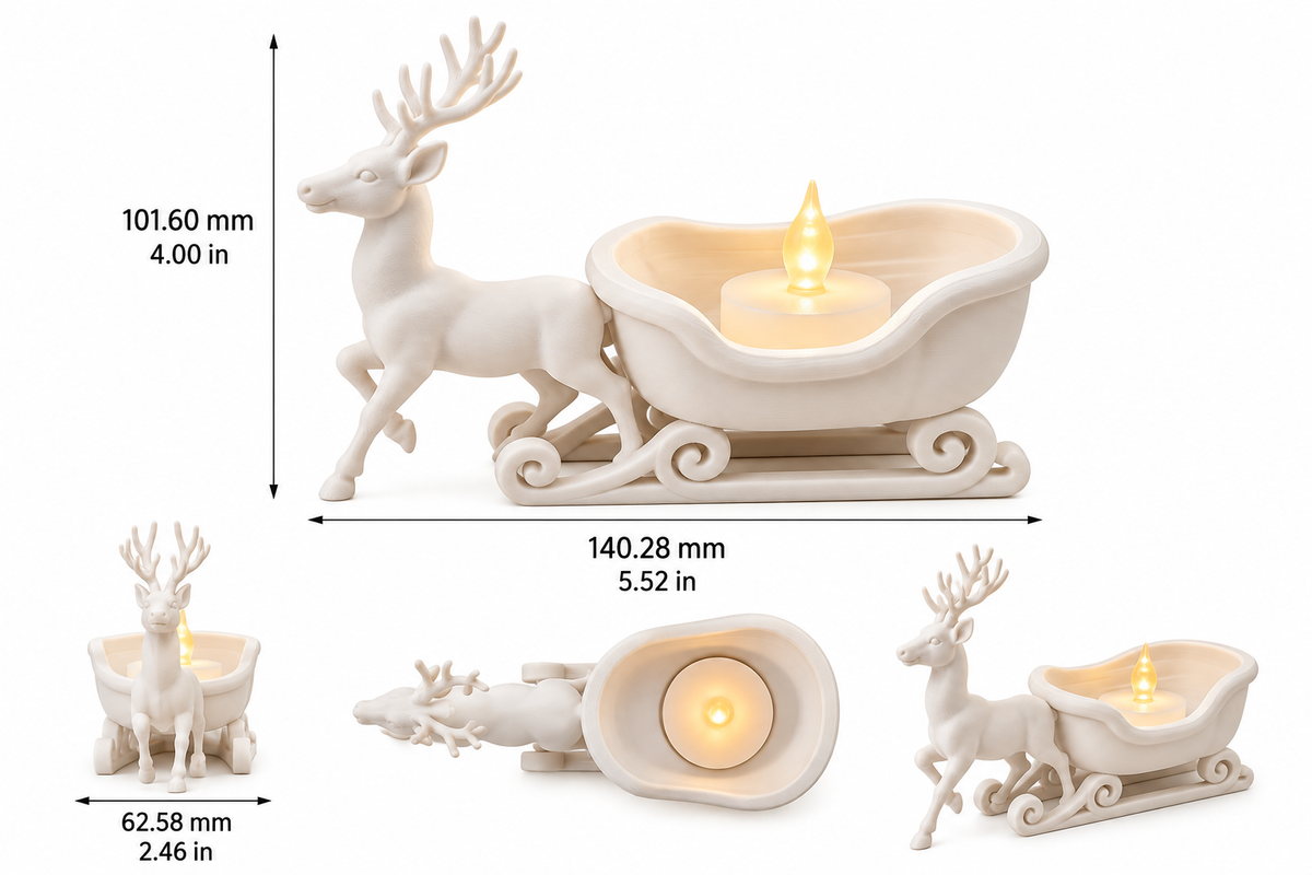 Christmas Reindeer Sleigh LED Tea Light Holder – Holiday Table Decor