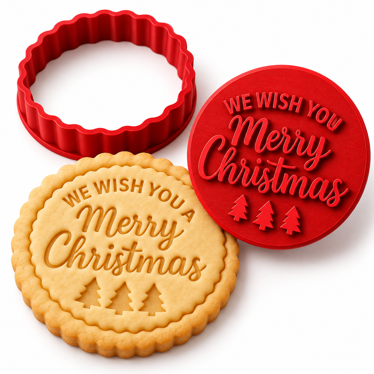 Merry Christmas Cookie Cutter & Embosser Stamp – Christmas Baking Tool