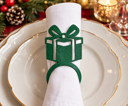 Christmas Napkin Rings Set of 6 | Holiday Napkin Holders & Table Decor