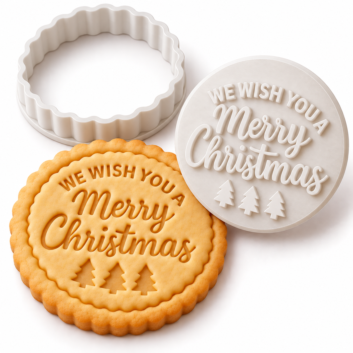 Merry Christmas Cookie Cutter & Embosser Stamp – Christmas Baking Tool