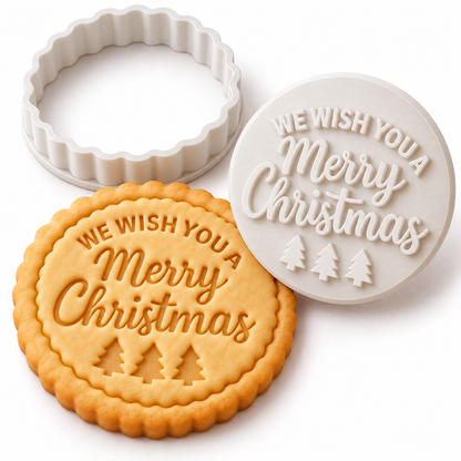 Merry Christmas Cookie Cutter & Embosser Stamp – Christmas Baking Tool